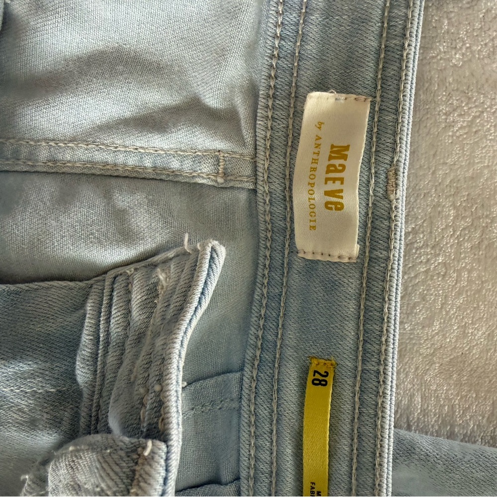 Maeve Pale Blue High-Rise Denim jeans. Wide legged.